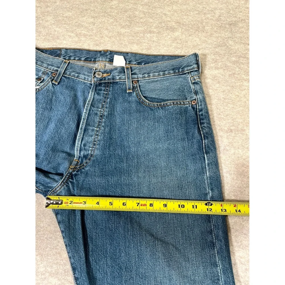Levis 501 Original Fit Jeans Mens 36x32 Blue Denim Cotton High Rise Straight Leg